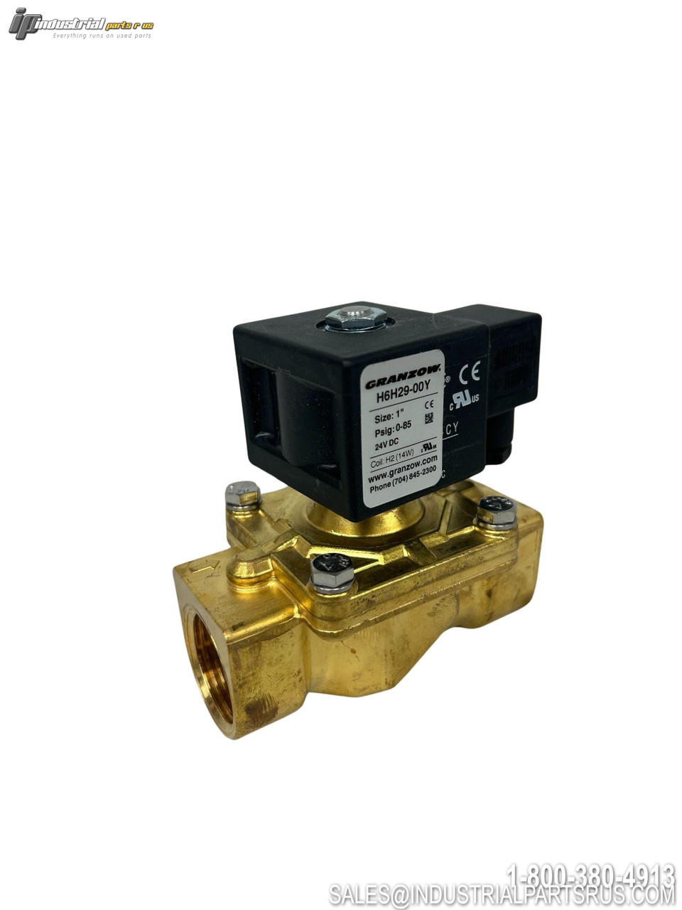 Granzow H6H29-00Y 1" 24VDC 14W Solenoid Valve Brass 2-Way Normally Closed