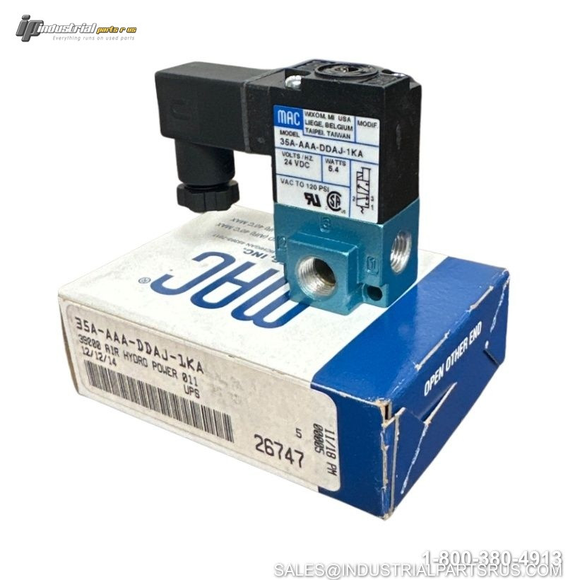 Mac 35A-AAA-DDAJ-1KA 24VDC Solenoid Valve 3/2-Way Poppet 1/8" NPTF