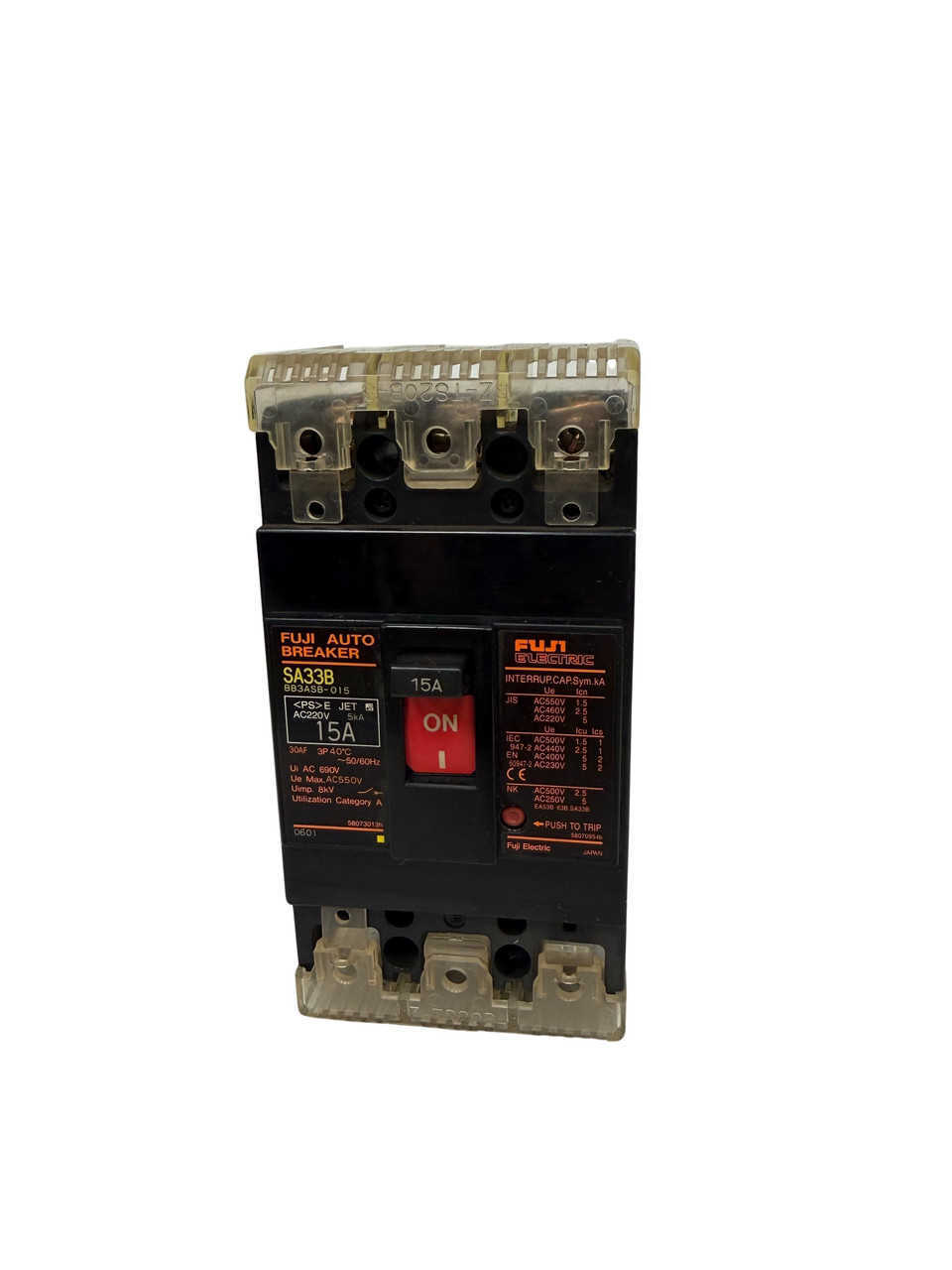 Fuji Electric SA33B BB3ASB-015 15A 3 Pole 600VAC Auto Circuit Breaker