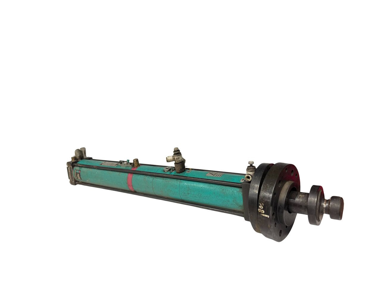 Tox Pressotechnik Type 2 02.00.100.12-US hydraulic cylinder with mounting flange and hydraulic ports
