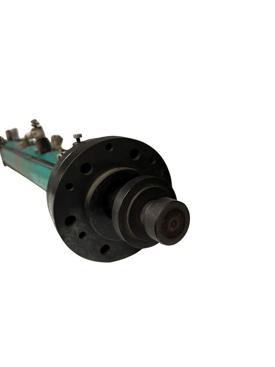 Tox Pressotechnik Type 2 02.00.100.12-US hydraulic cylinder with stepped piston rod and mounting flange front view