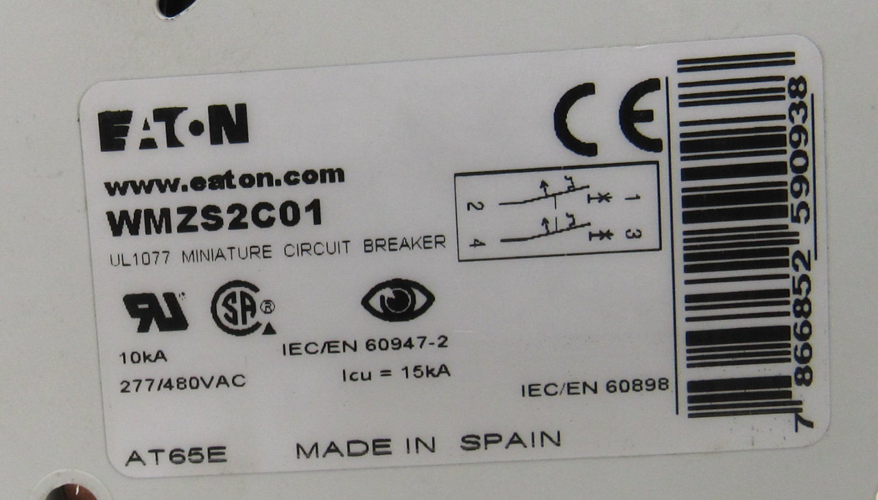 Eaton WMZS2C01 Circuit Breaker 15 Amp, 2 Pole, 277 V