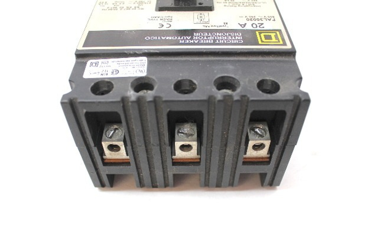 Square D FAL36020 Circuit Breaker 20 Amp 3 Pole 600V with Lugs