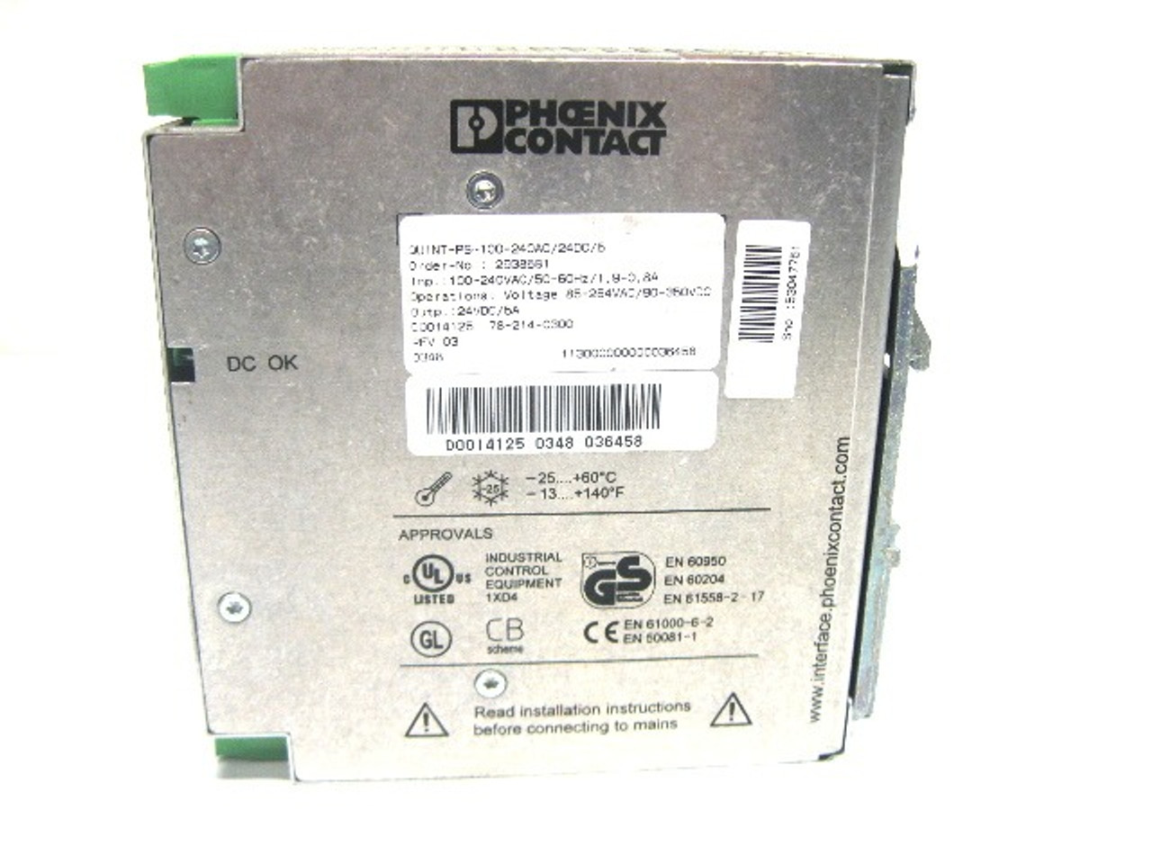 Phoenix Contact QUINT-PS-100-240AC/24DC/5 Power Supply 100-240 Vac, 24 Vdc