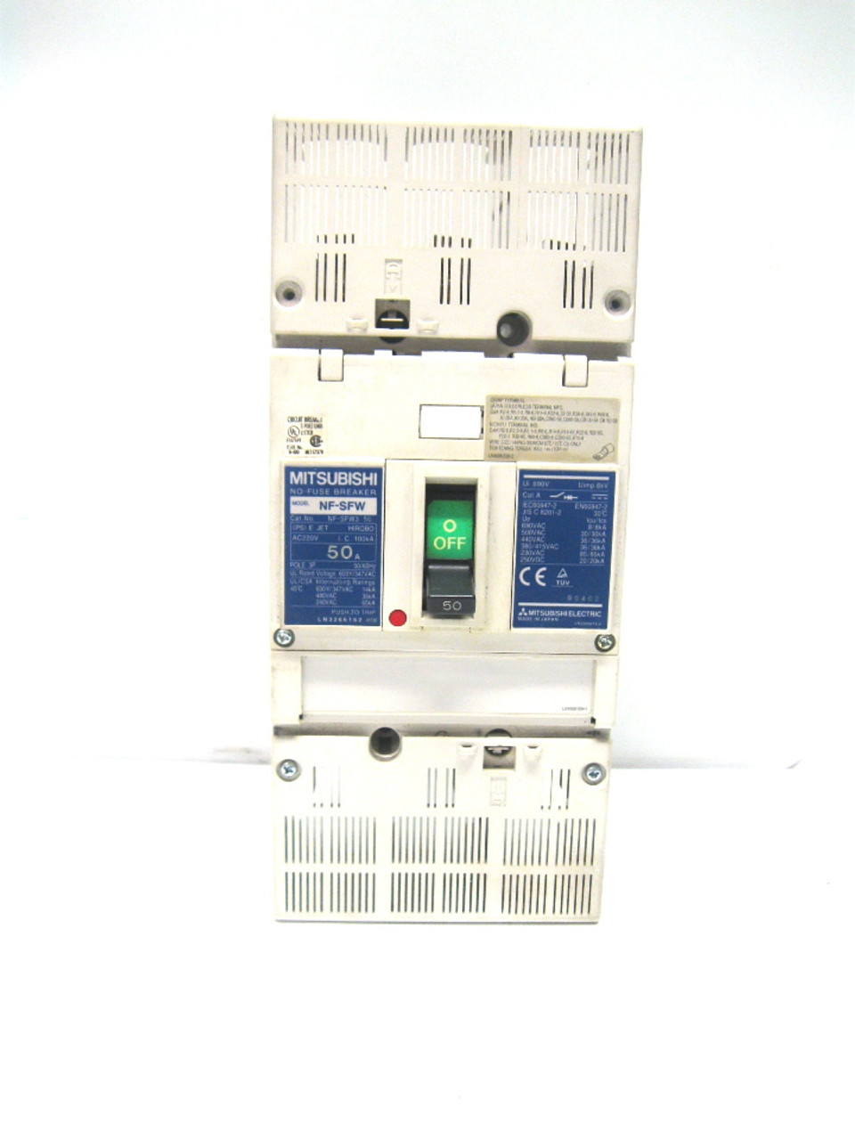 Mitsubishi NF-SFW3 50 No Fuse Circuit Breaker 50 Amp, 220 Vac, 3 Pole