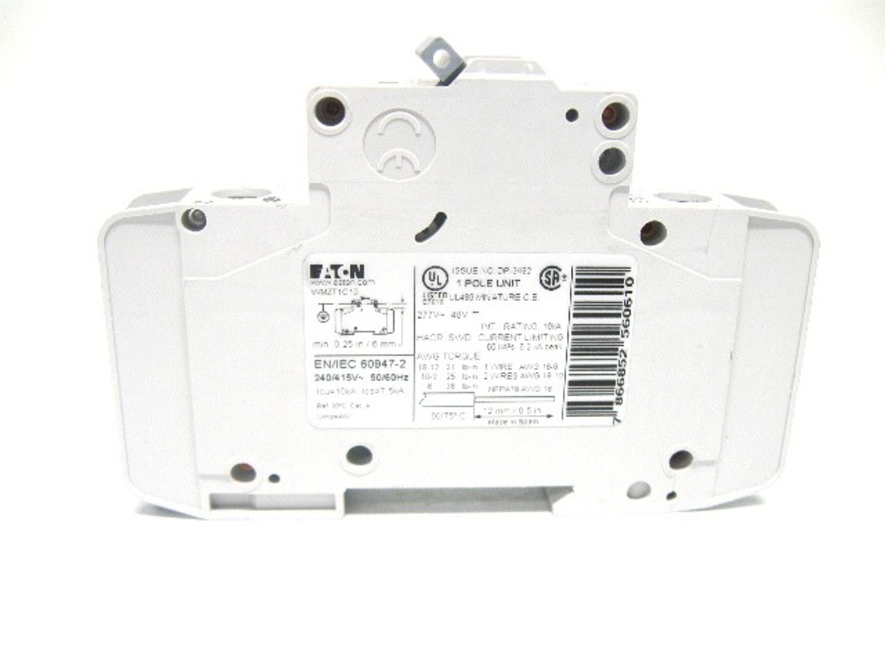 Eaton WMZT1C10 Circuit Breaker 10 Amp 277 Volt, 1 Pole