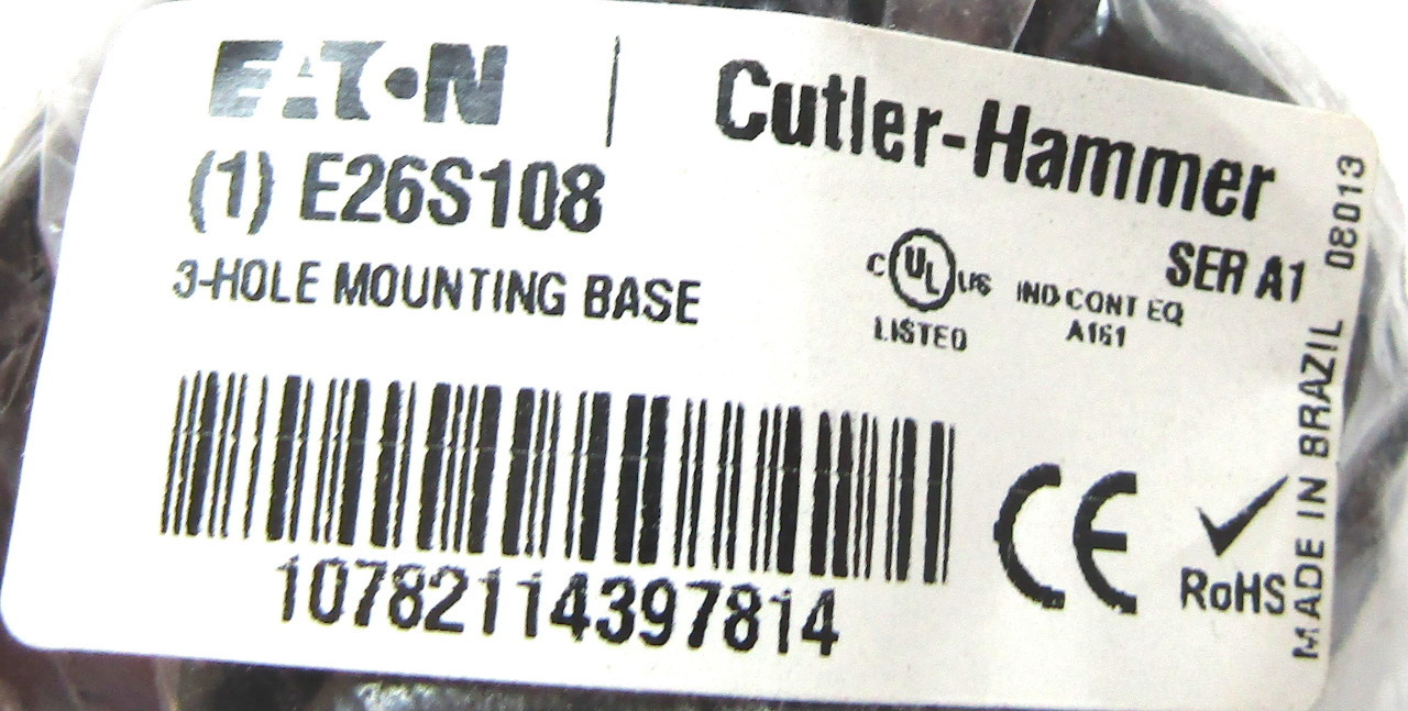 CUTLER-HAMMER E26S108 3 Hole Mounting Base Ser. A1