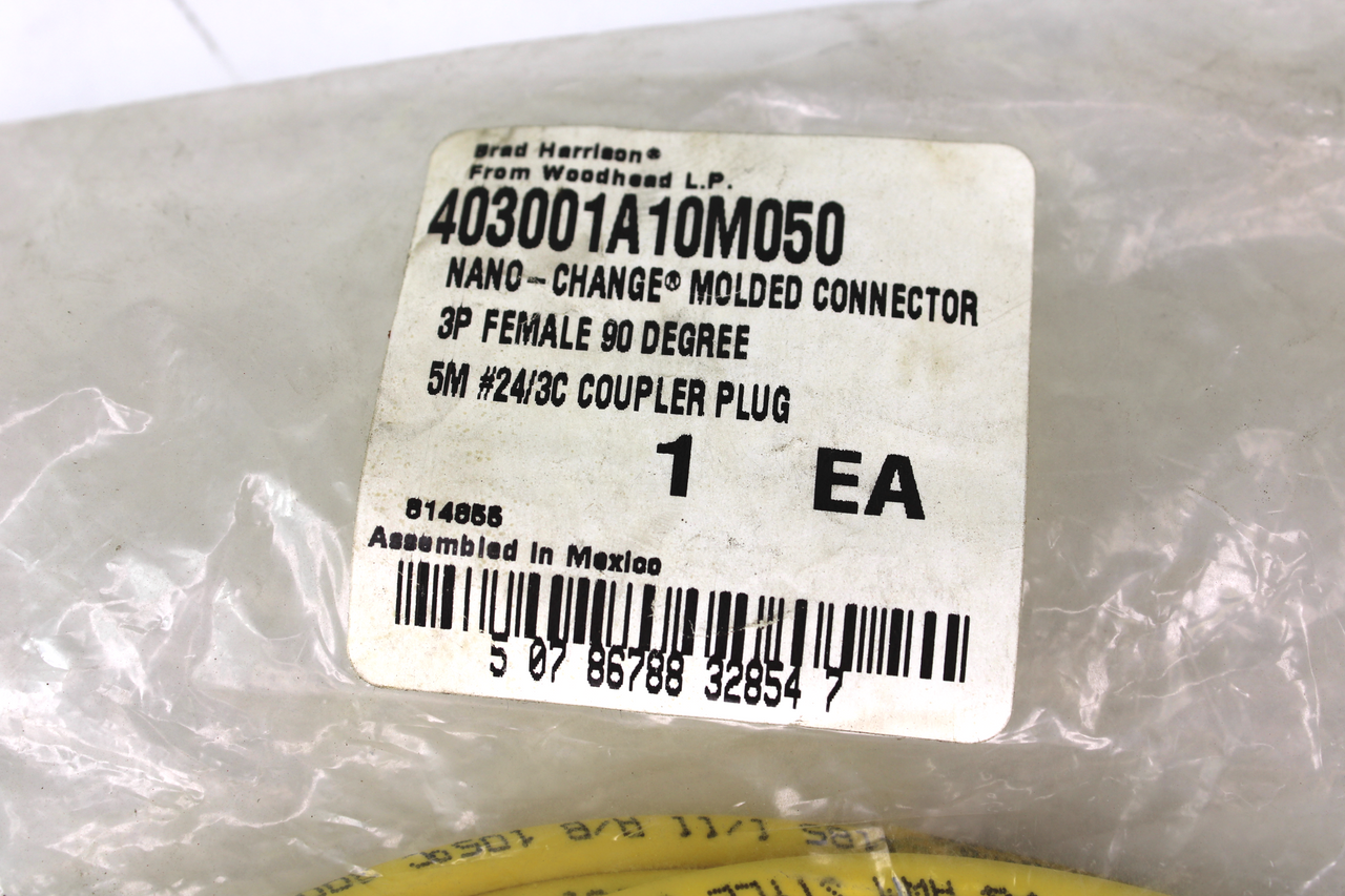 Brad Harrison 403001A10M050 Nano-Change Molded Connector Cable New