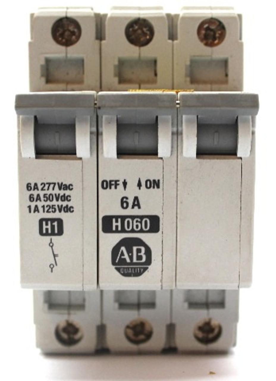 Allen Bradley 1492-CB2 H060 w/ 1492-ACB Neutral Circuit Breaker 6 Amp 277Vac