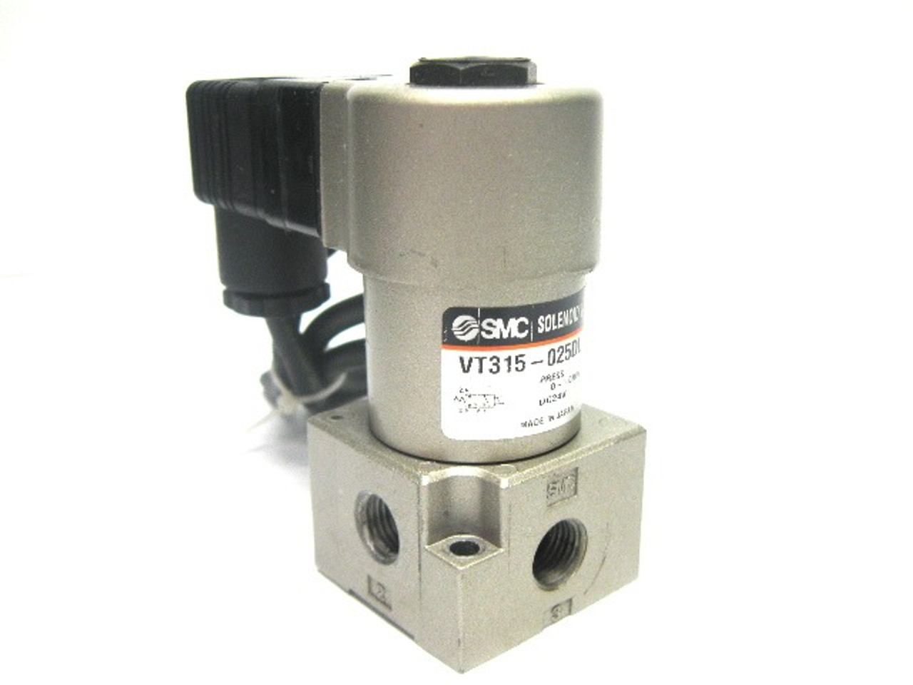 Smc VT315-025DL Direct Operated Solenoid Valve, 3 Port 1/4 Inch Npt 24 Vdc