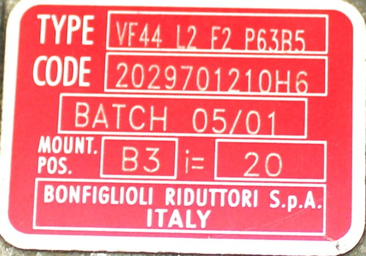Bonfiglioli Riduttori VF44 L2 F2 P63 B5 Gear Reducer