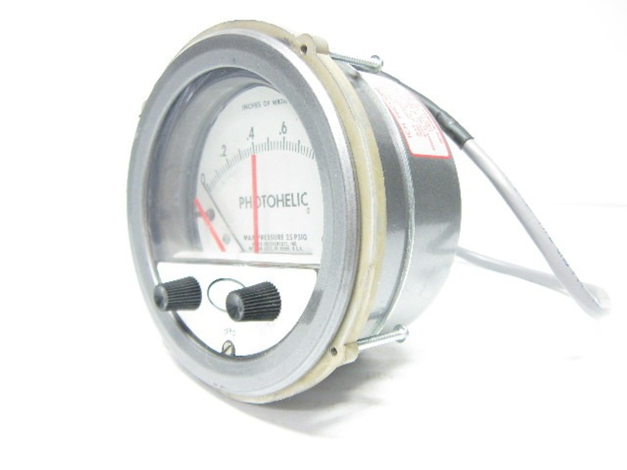 Dwyer 3000MR Photohelic Pressure Gauge 24 Vdc, 0-1 Inch, 25 Psig