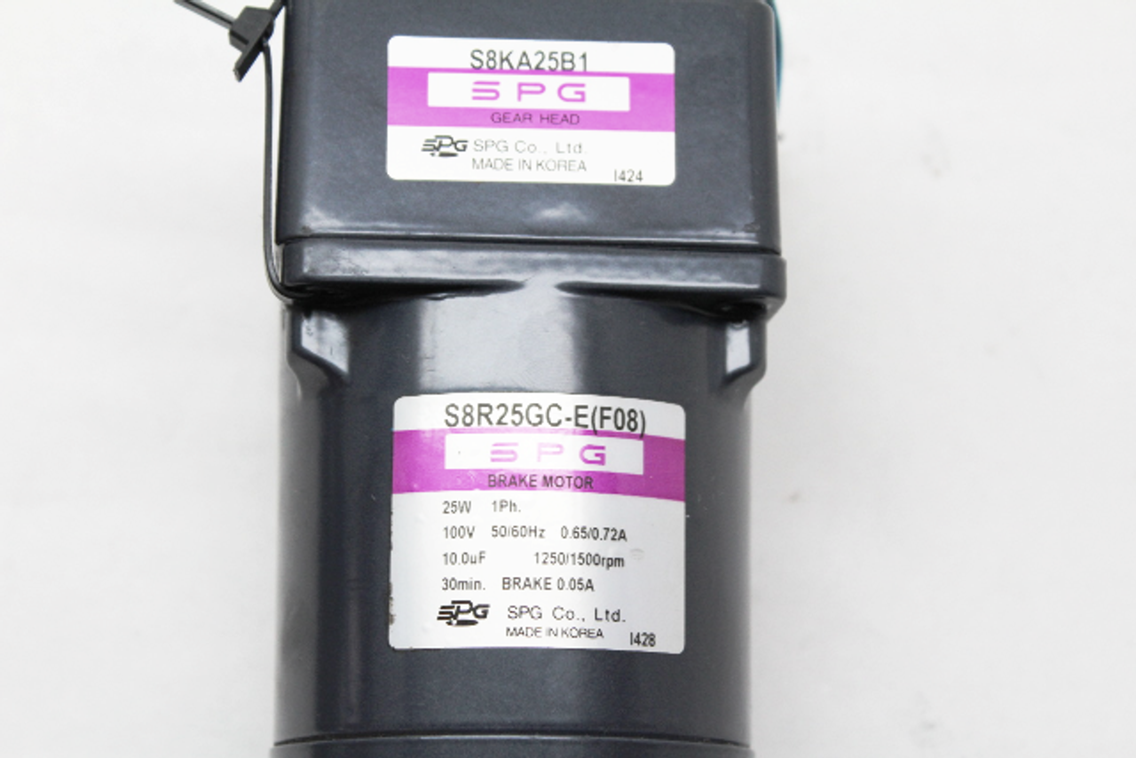 SPG Brake Motor S8R25GC-E w/Gear Head S8KA25B1, 25W, 1500RPM, 100V