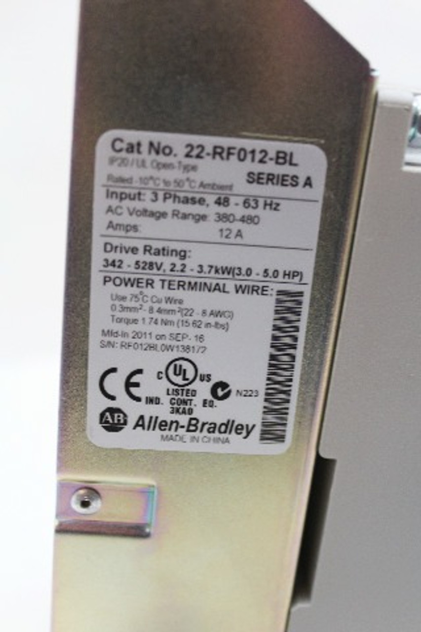Allen Bradley 22B-D4P0N104 Ser. A w/22-Comm-E Ethernet/IP Adapter