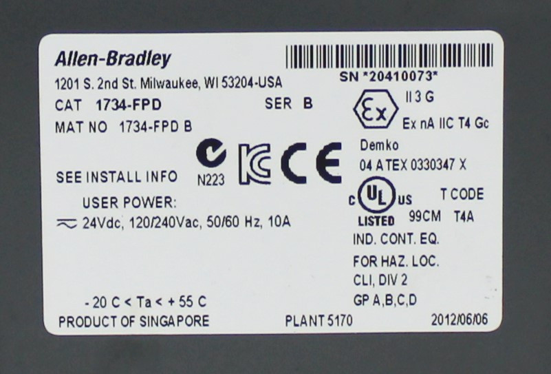 Allen Bradley 1734-FPD /B Point I/O Field Distributor Module 92420071