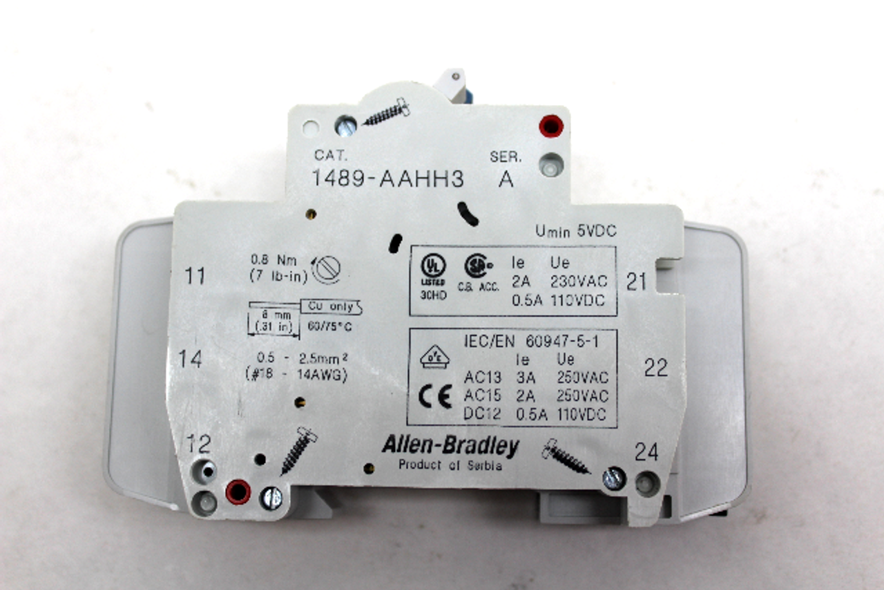 Allen Bradley 1489-A1C060 Ser. A Circuit Breaker w/Auxillary Switch