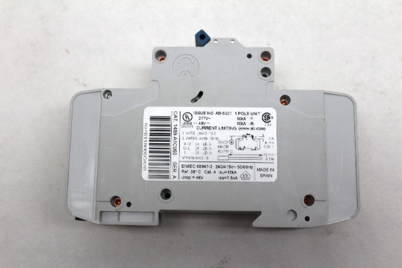 Allen Bradley 1489-A1C060 Ser. A Circuit Breaker w/Auxillary Switch