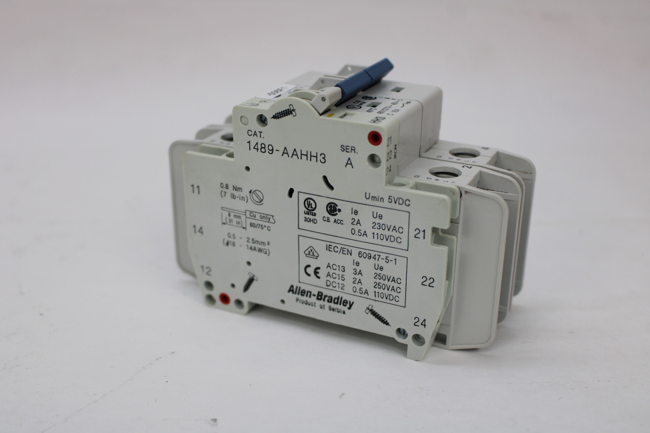 Allen Bradley 1489-A2C160 Circuit Breaker 2 Pole, 16Amp w/1489-AAHH3 Ser A