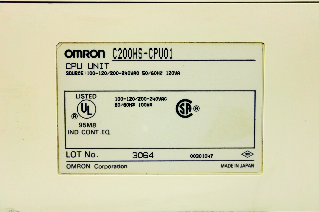 Omron C200HS-CPU01 CPU Unit, 100-120/200-240 VAC