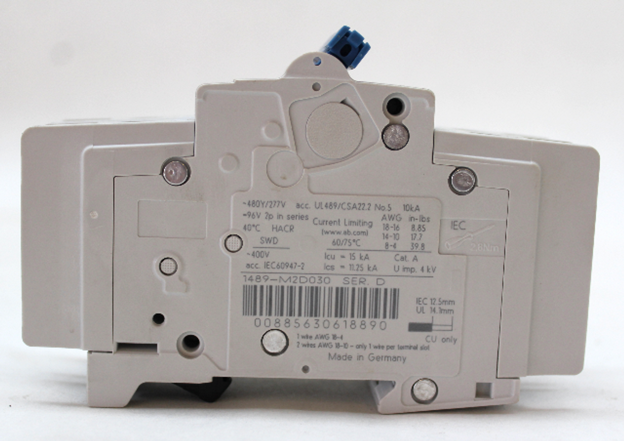 Allen Bradley 1489-M2D030 Ser. D Circuit Breaker, 3A, 2 Pole