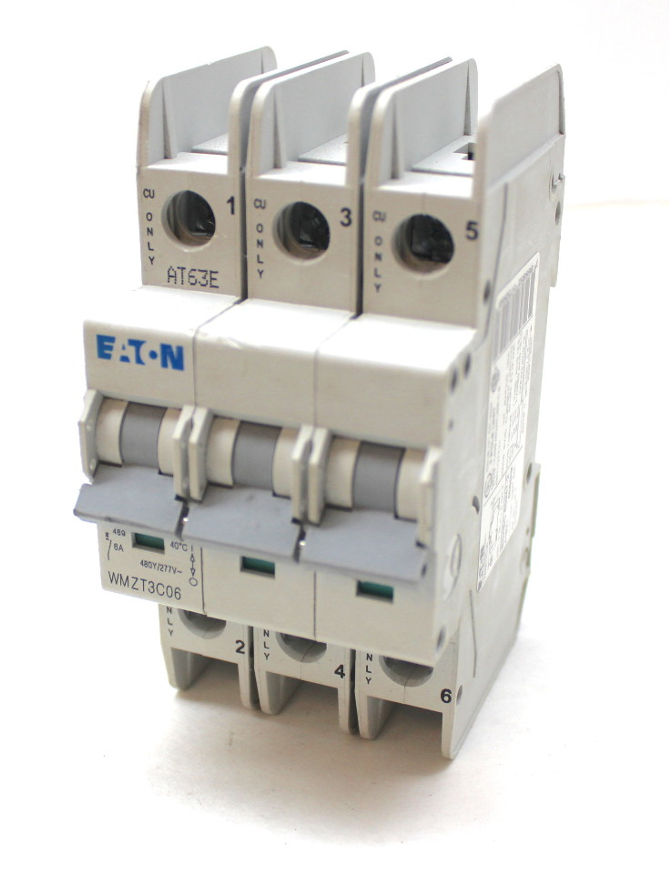 Eaton WMZT3C06 Circuit Breaker 3 Pole, 6A, 480/277V Din Rail Mount