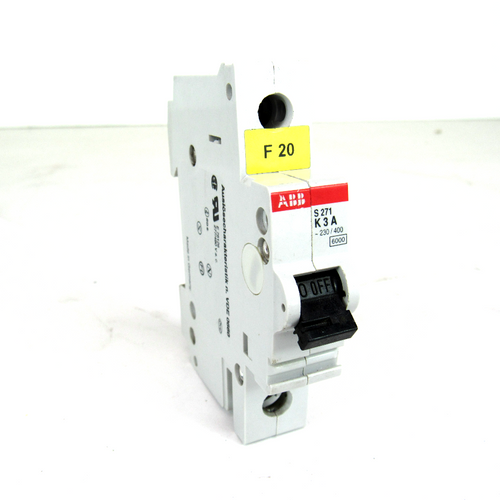 ABB S271 K3A Circuit Breaker, 230/400V, 277/480V AC, 3 Amp, 1-Pole