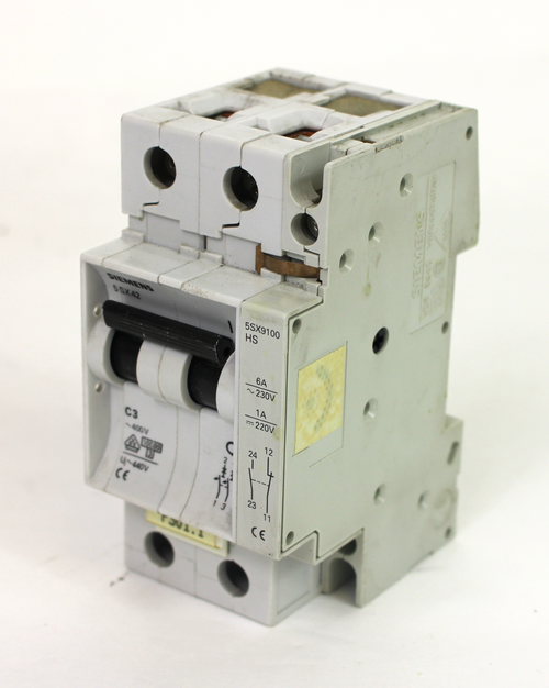 Siemens 5SX42 C3 Circuit Breaker, 2 Pole w/ 5SX9100 Auxiliary Contact