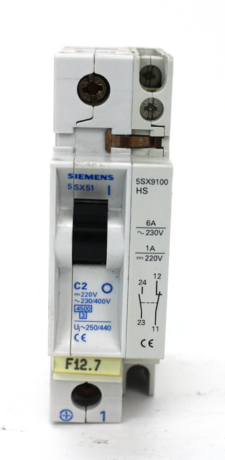 Siemens 5SX51 C2 Circuit Breaker w/ 5SX9100HS Auxiliary Contact