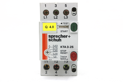 Sprecher + Schuh KTA3-25 Manual Motor Starter, Adjustable Overload, 0.63~1.0 Amp