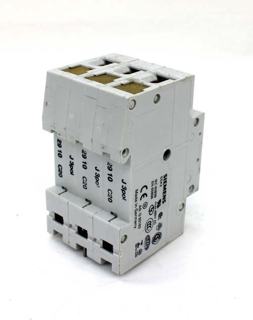 Siemens 5SX23 C20 Circuit Breaker, 3 Pole, 20 Amps