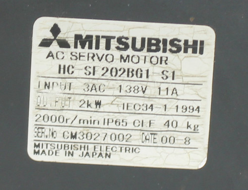 Mitsubishi HC-SF202B61-S1 AC Servo Motor W/ Sumitomo CNVM-4115-11 Cyclo Drive