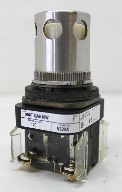 Allen Bradley 800T-QAH10W Illuminated White Momentary Pushbutton W/Guard 120V