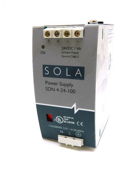 Sola SDN 4-24-100 Power Supply 115/230VAC 24V DC 4 Amp Output Sola SDN 4-24-100 Power Supply 115/230VAC 24V DC 4 Amp Output