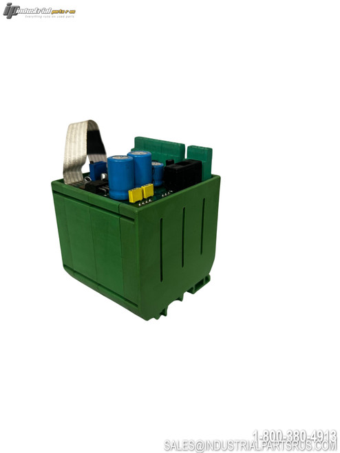 Euro Instruments EB0838046001A/B PLC I/O Module green housing with blue capacitors ribbon cable connector terminals