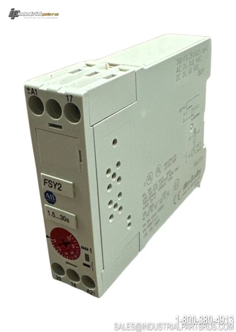 Allen-Bradley 700-FSY2DU23 Time Delay Relay Right Side View with Terminal Connections and DIN Rail Mounting