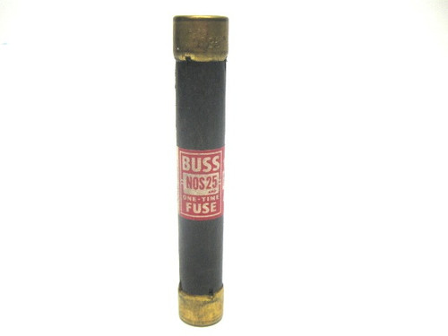 Buss NOS 25 One-Time Fuse 25 Amp, 600 Volt Or Less Buss NOS 25 One-Time Fuse 25 Amp, 600 Volt Or Less