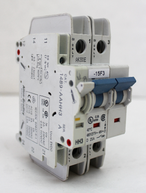 Allen Bradley 1489-A2D250 Ser. A w/1489-AAHH3 Ser. A Auxiliary Switch