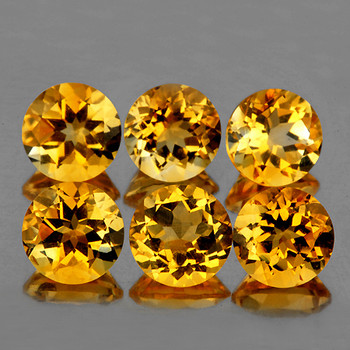 5.00 mm Round 6 pieces AAA Fire Natural Golden Yellow Citrine [Flawless-VVS]