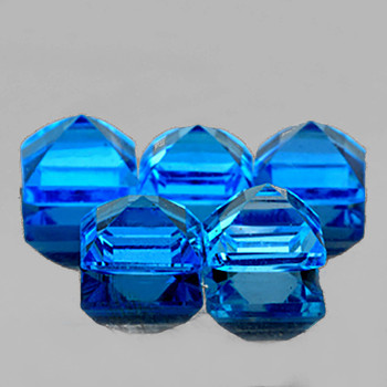 5.00 mm Square 5 pc AAA Fire Luster Natural Brilliant Swiss Blue Topaz [Flawless-VVS]