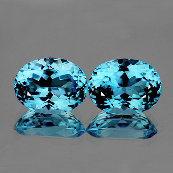 10x8 mm Oval 2 pieces AAA Fire Luster Natural Intense Sky Blue Topaz [Flawless-VVS]