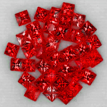 2.20 mm Square Princess 12 pcs AAA Fire Luster Natural Orange Red Sapphire [Flawless-VVS]-AAA Grade