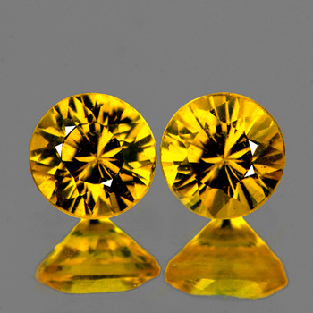 4.50 mm Round 2pcs AAA Fire Luster Natural Yellow Sapphire [Flawless-VVS]-AAA Grade