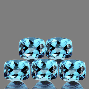 8x6 mm Cushion 5 pieces AAA Fire Luster Natural Sky Blue Topaz [IF-VVS]