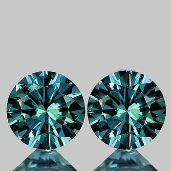 3.80 mm Round 2 pcs AAA Luster Natural Unheated Blue Green Sapphire [Flawless-VVS]