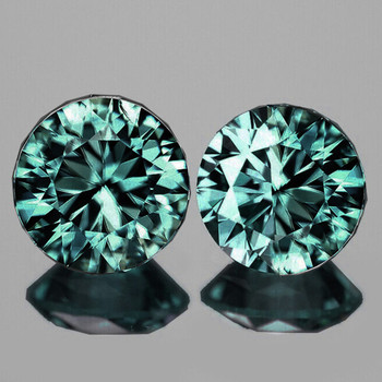 3.80 mm Round 2 pcs AAA Luster Natural Unheated Blue Green Sapphire [Flawless-VVS]