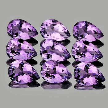 6x4 mm Pear 9 pcs AAA Luster Natural Purple Pink {Rose de France} Amethyst [IF-VVS]