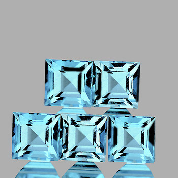 6.00 mm Square 5 pieces AAA Luster Natural Sky Blue Topaz [Flawless-VVS]
