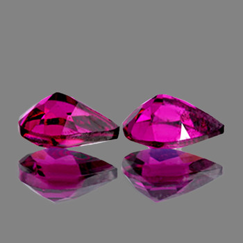 7x5 mm Pear 2 pcs AAA Luster Natural Pinkish Purple Rhodolite Garnet [Flawless-VVS]