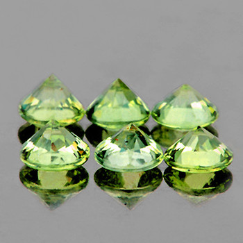 3.30 mm Round 6 pcs AAA Fire Luster Natural Golden Green Sapphire [Flawless-VVS]