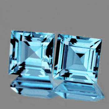 7.00 mm Square 2 pcs AAA Luster Natural Sparkling Sky Blue Topaz [Flawless-VVS]